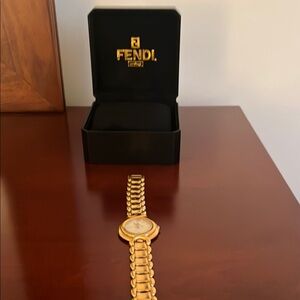 Fendi Gold Watch with Box
